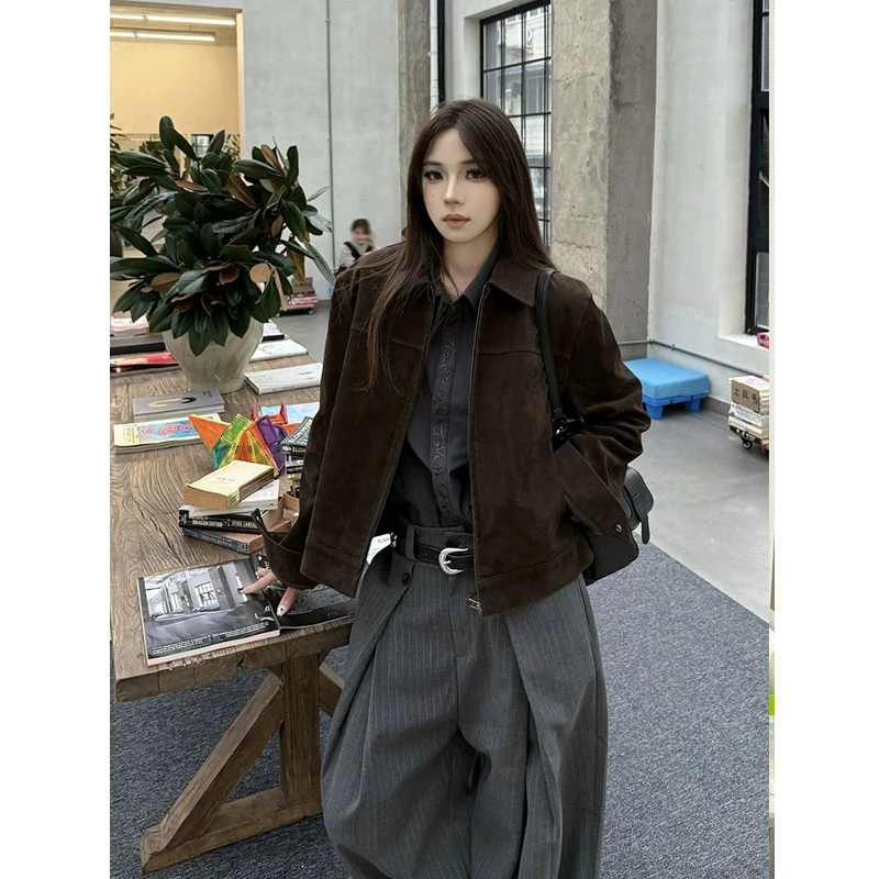醋哥同款美拉德巴恩风外套男秋美式复古翻领上衣高级感哈灵顿夹克