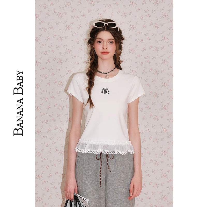 【千颂妮专属】BANANABABY夏季新款甜美拼接T恤女短袖B252Z050