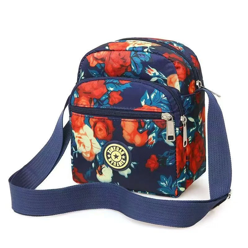 夏日百搭印花尼龙小包女包迷你单肩斜挎包女多层生意包旅行妈咪包