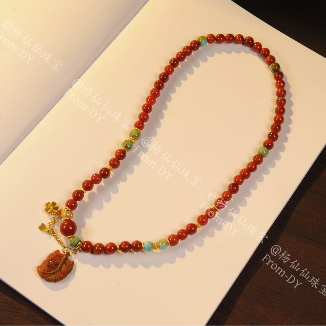 【杨仙仙珠宝】18K厚金镶嵌南红多宝项链（两用6mm左右）-A3520