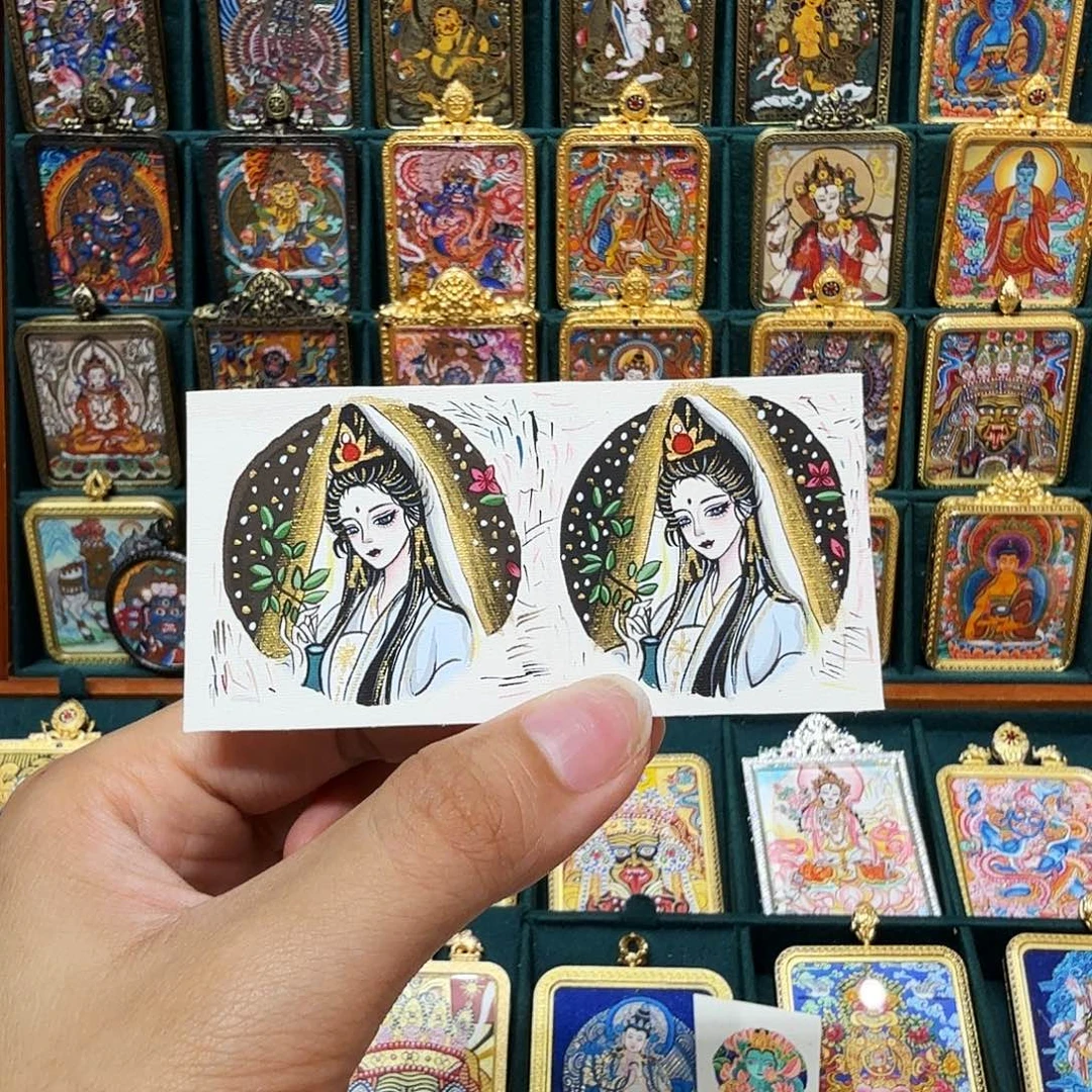 吊坠热贡纯手绘唐卡非遗文化