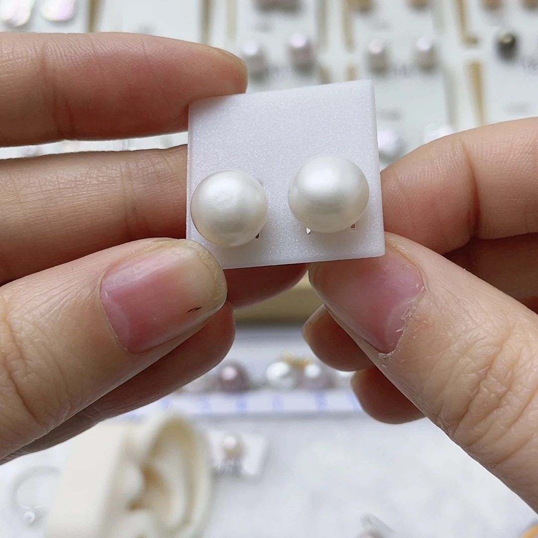 R***N耳饰淡水珍珠银S925镶嵌