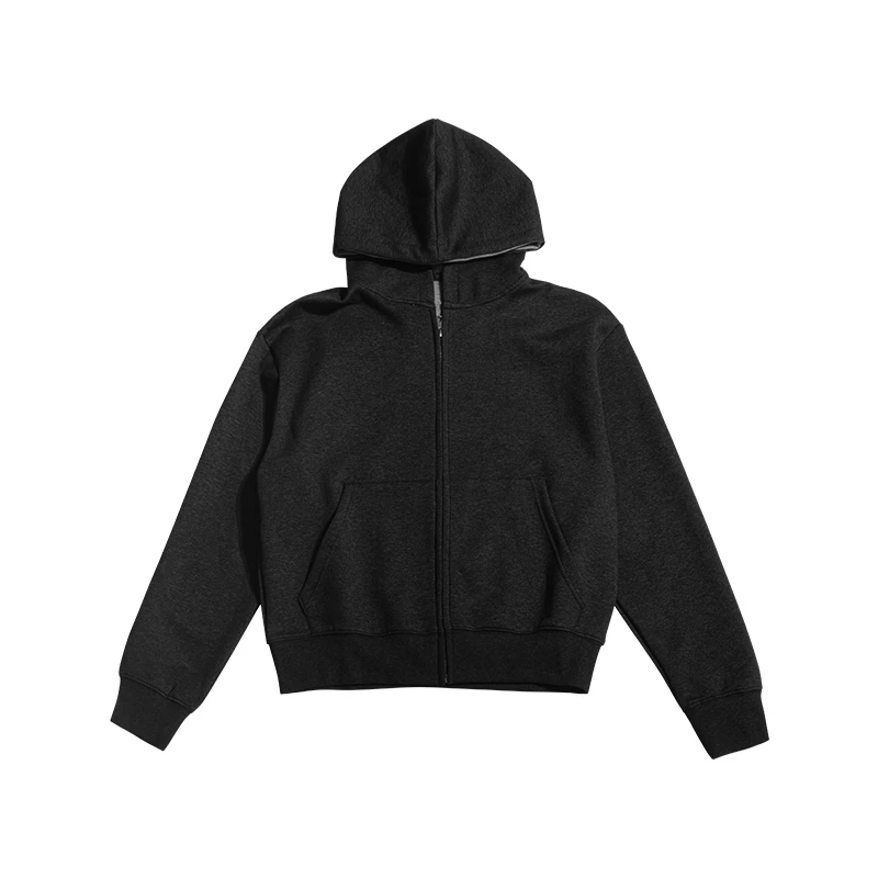 US5自制 短款连帽卫衣380克美式cleanfit长袖开衫外套早秋男女款