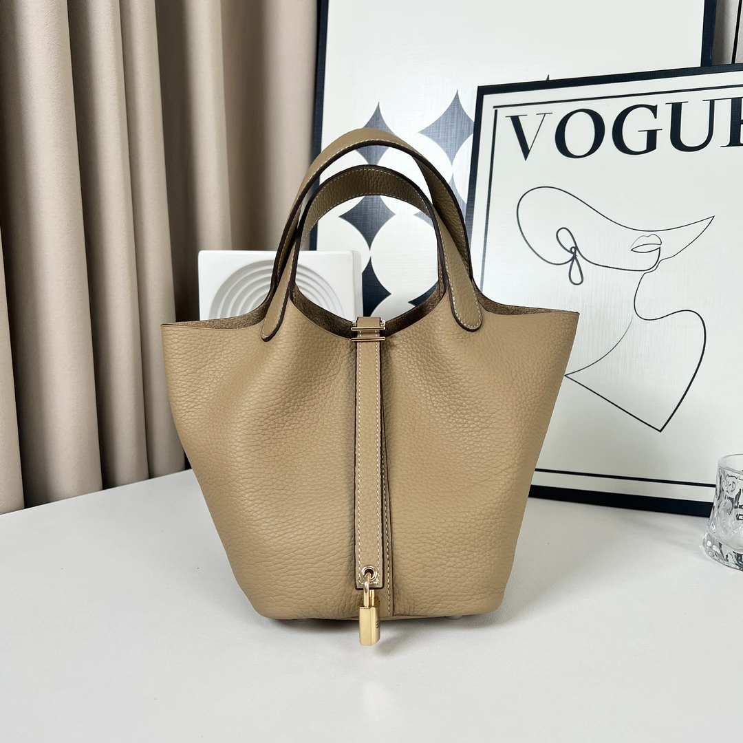 时代品牌【14尺寸菜篮子】头层牛皮 水桶手提包 M10472