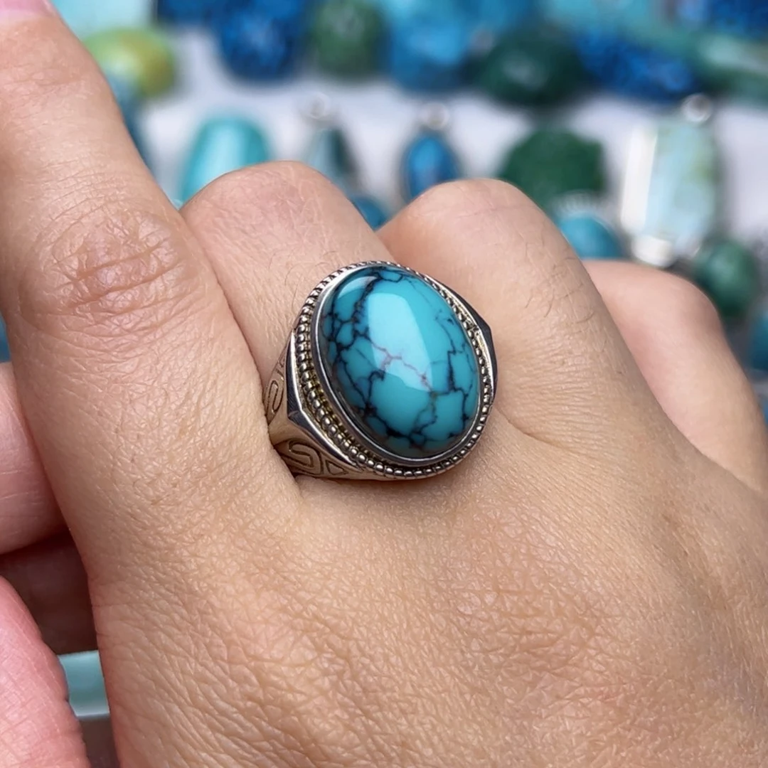 绿松石珠宝奇石银S925镶嵌