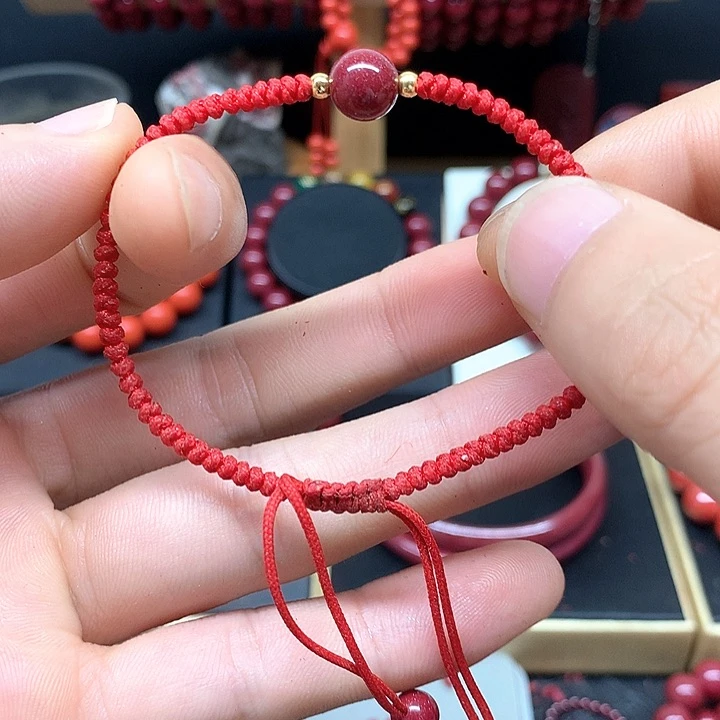 天然辰砂相思豆朱砂手串可调节