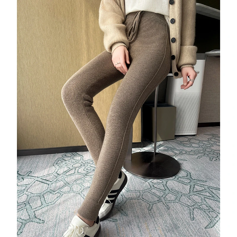 2025羊绒裤女打底裤高腰大码休闲瑜伽裤针织保暖修身秋冬保暖裤