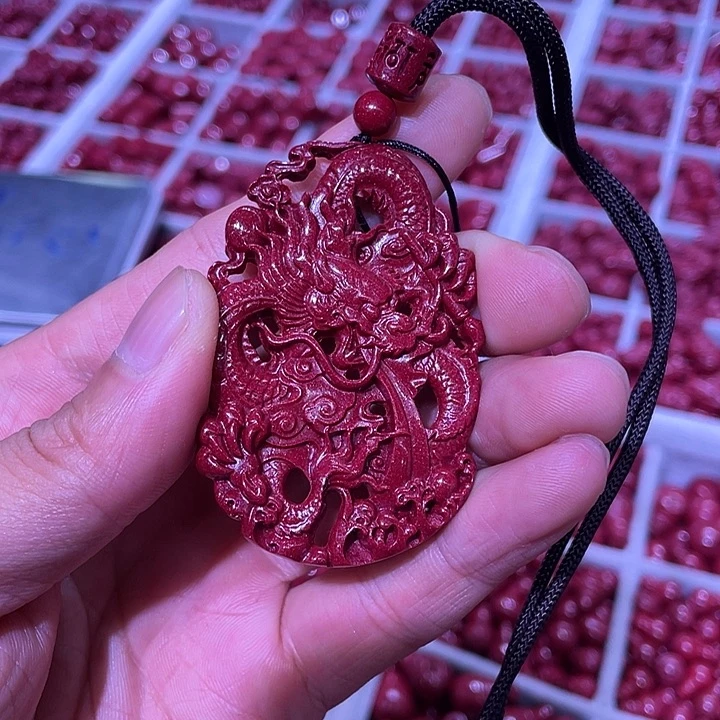 道***然天然辰砂紫金砂龙吊坠