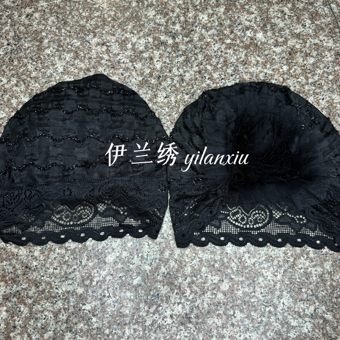 回族夏季百搭透气蕾丝花边打底帽