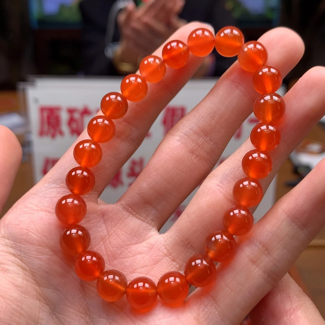 南红玛瑙串未镶嵌8➕河湾冰红单圈
