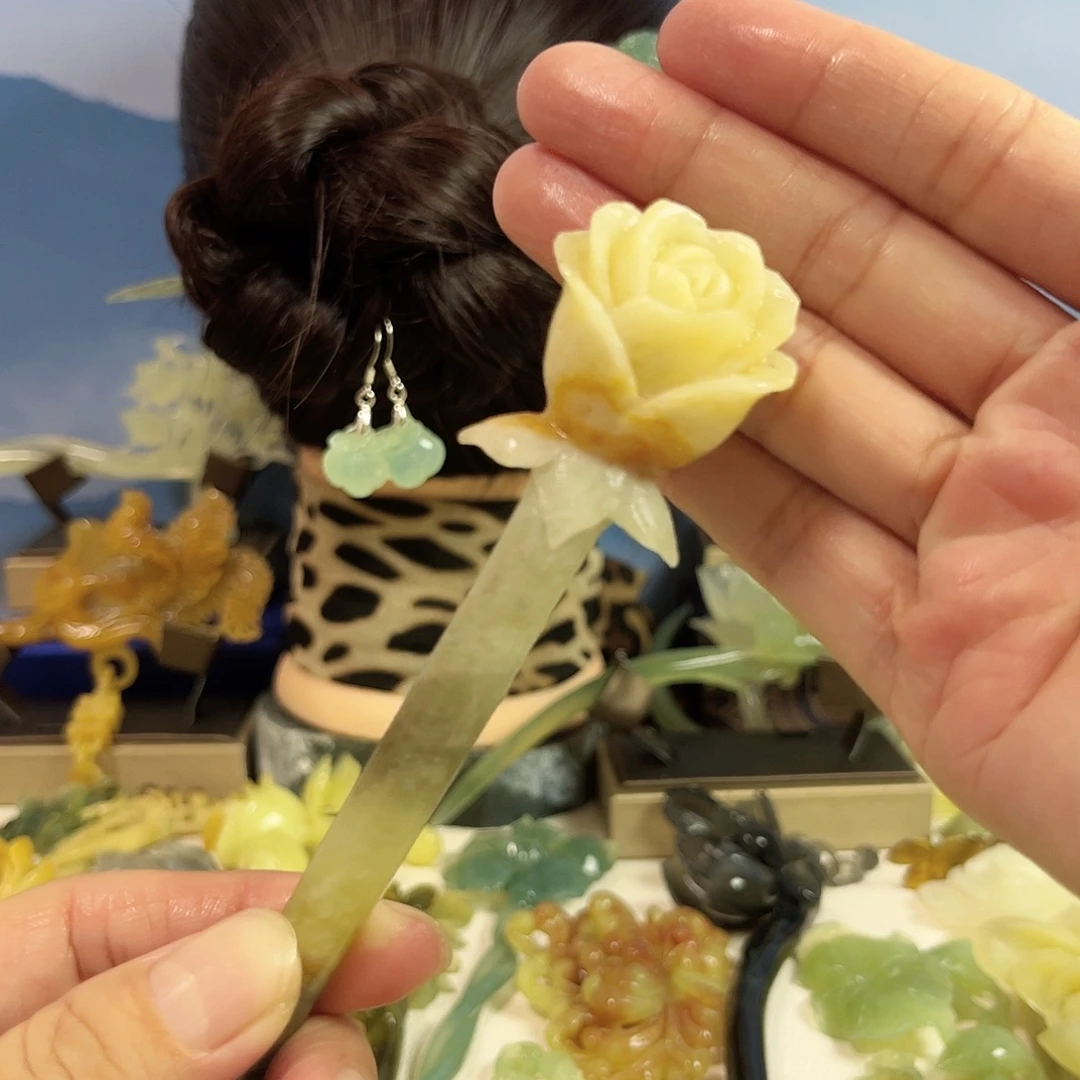 蛇纹石玉合金发饰