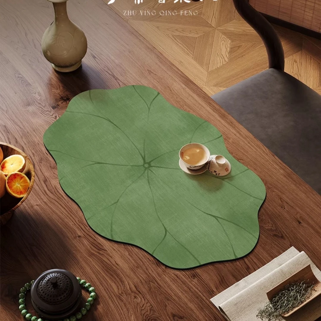 新中式荷叶硅藻泥茶垫茶席子茶台桌垫隔热吸水餐垫国风网红茶器