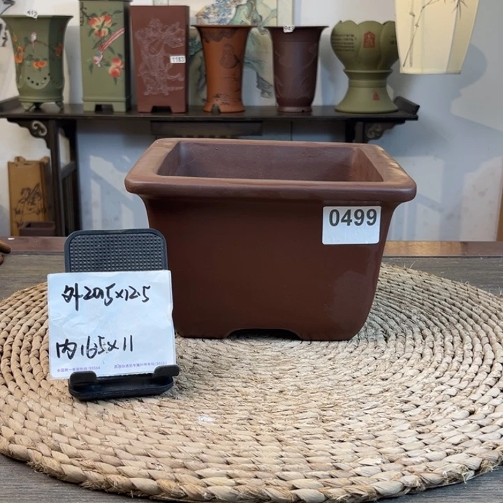 紫砂花盆  放漏紫泥仿古四方0499