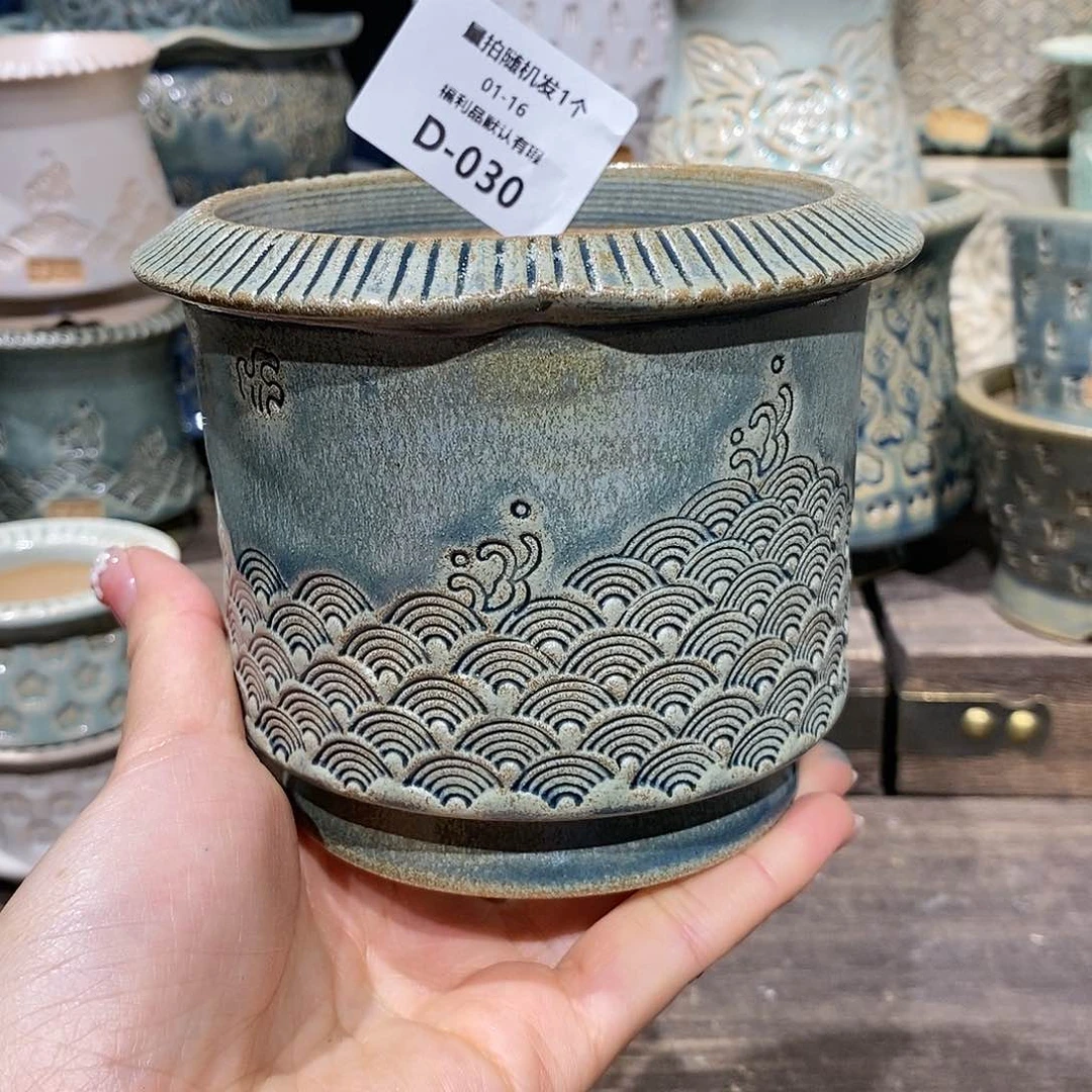 七里烧花盆1-16-030口径8