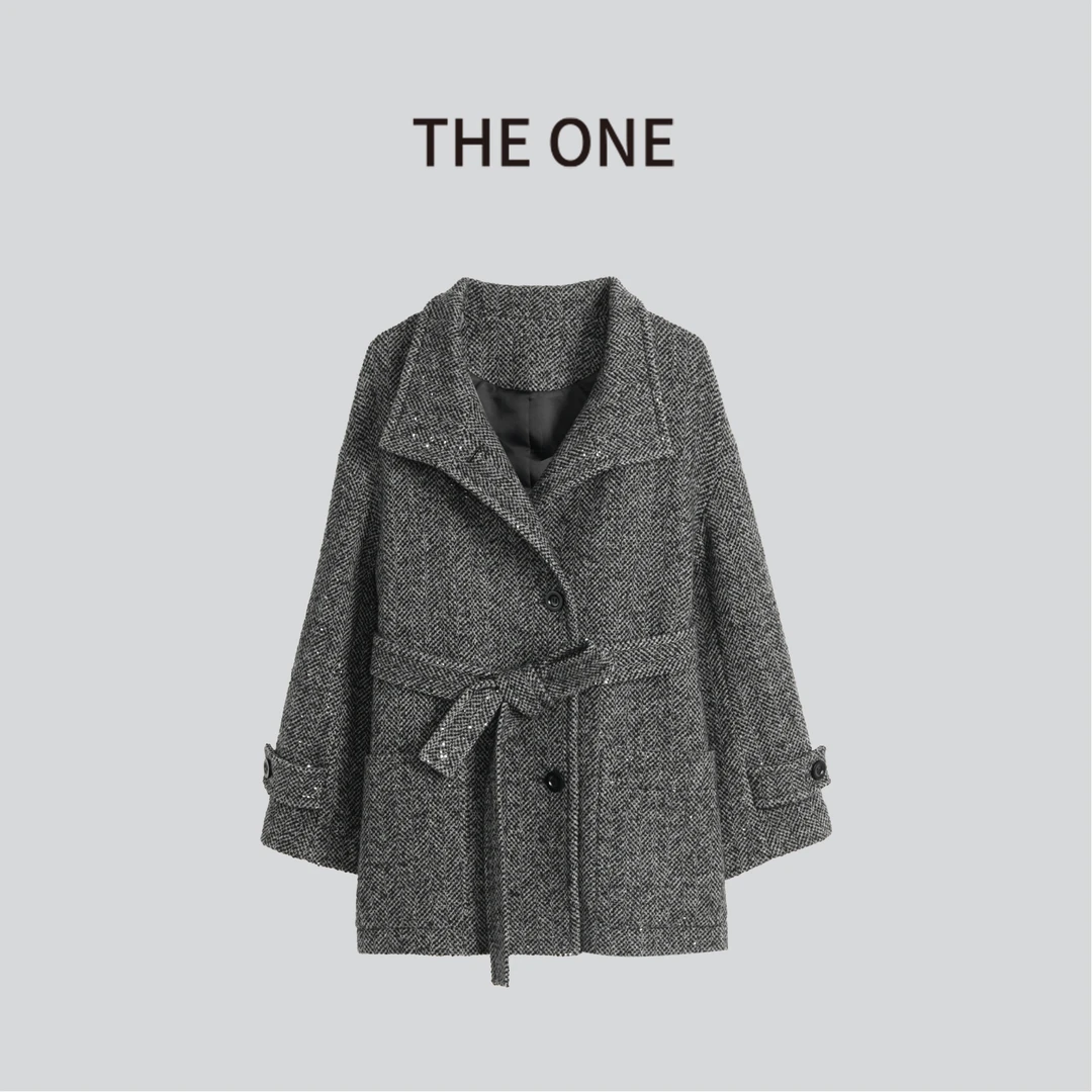 The One【星辰】2025秋冬意大利手工亮片轻奢羊毛大衣NM54A2137