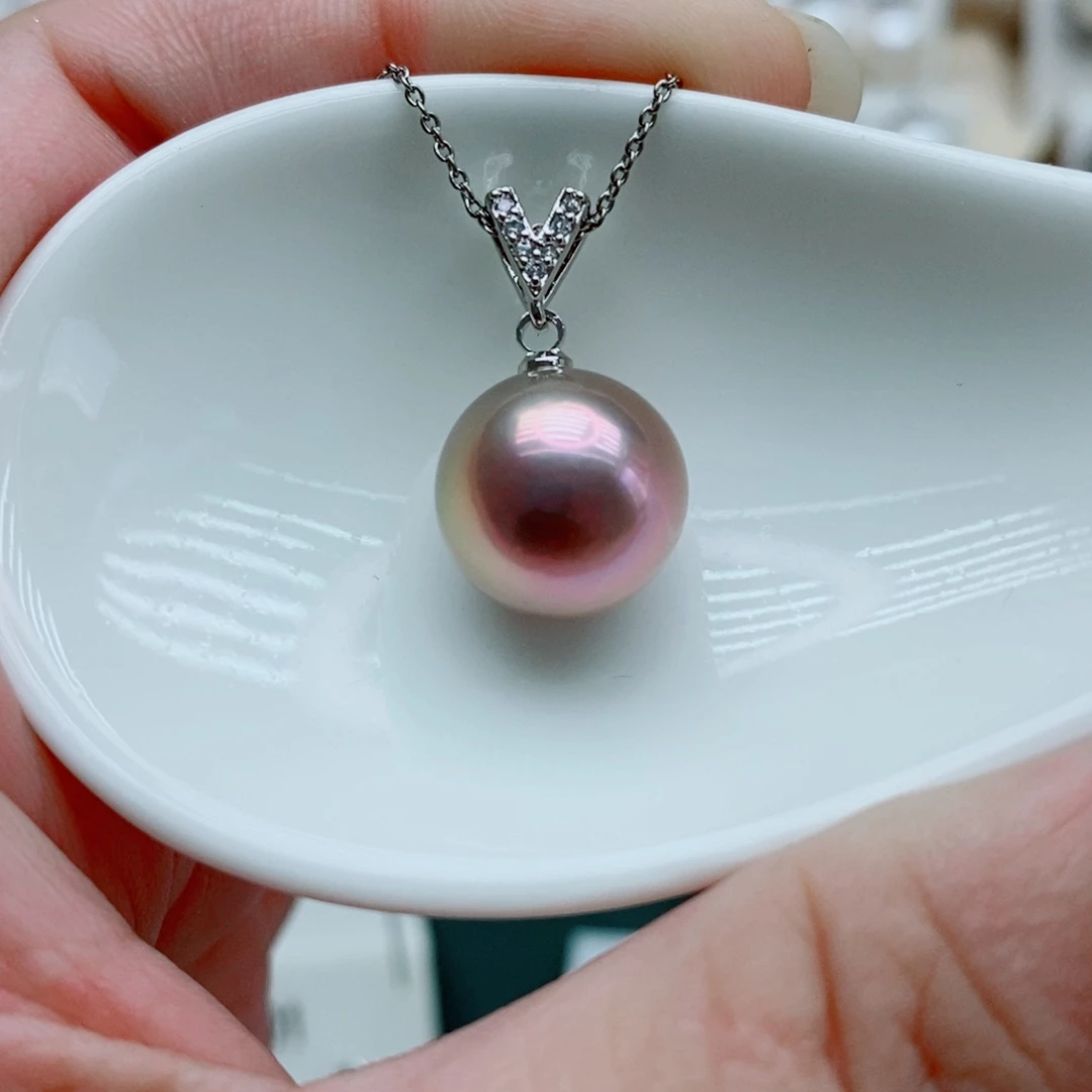 银S925镶嵌淡水珍珠吊坠(赠链)12.5mm