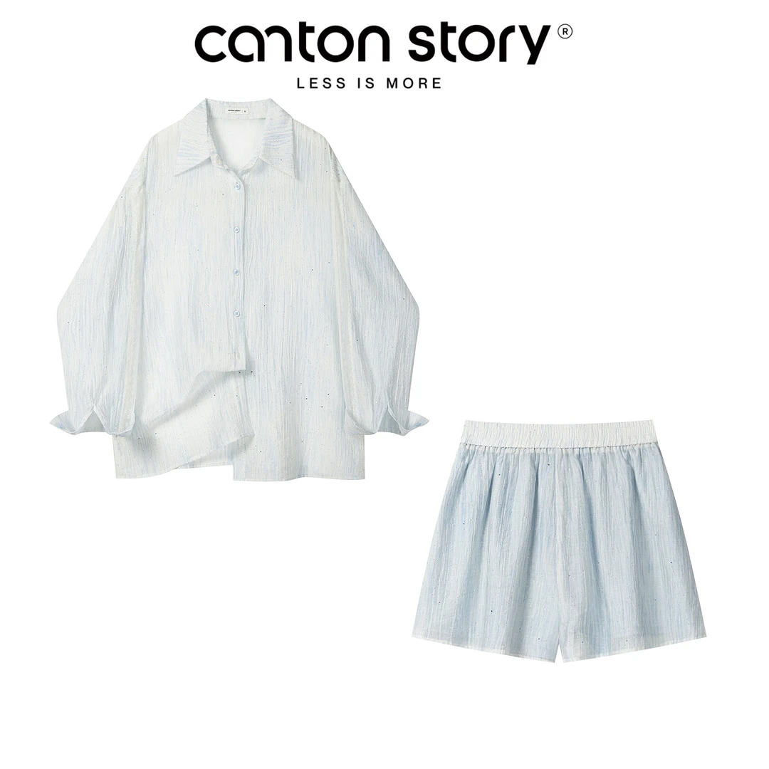 羊城故事-轻薄防晒衬衫休闲短裤套装新款慵懒风两件套Y50650832