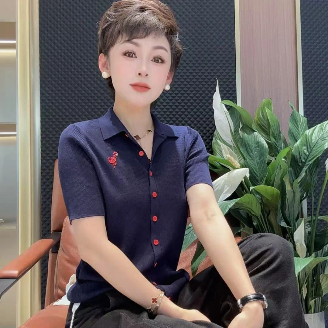 【‌天丝+桑蚕丝】时尚百搭翻领针织短袖 MG8187