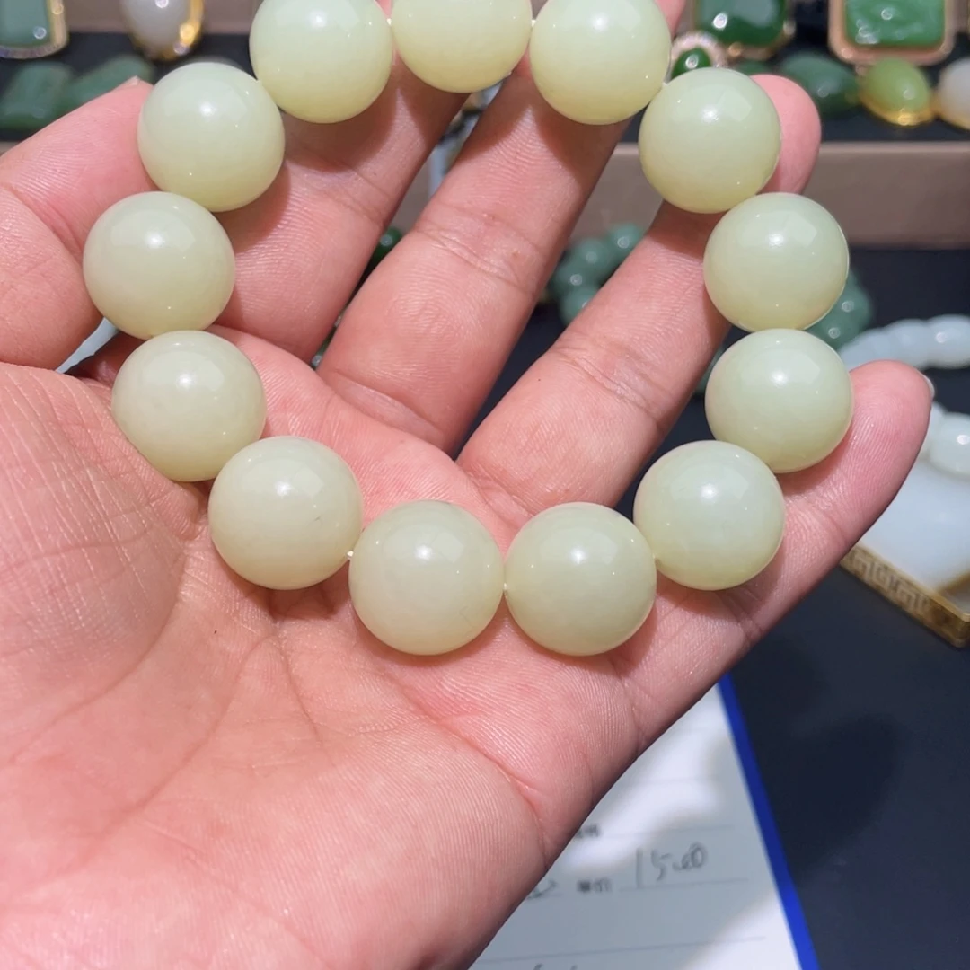 和田玉手链未镶嵌老***加