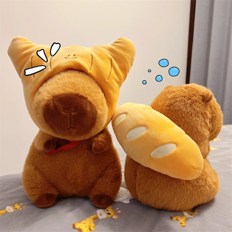 正版鼻涕熊羊角包水豚毛绒玩具网红卡皮巴拉公仔布娃娃生日礼物