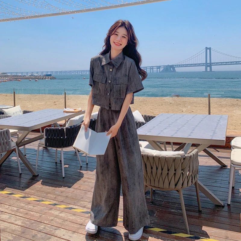 工装风套装裤女2025夏季新款甜酷炸街氛围感小众流行松弛感两件套