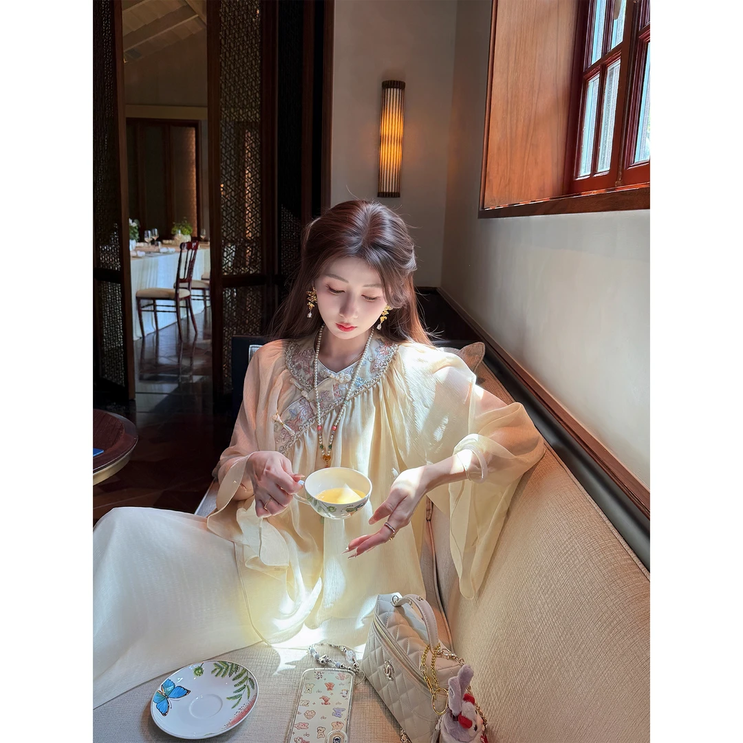 GA盈瓷新中式【蝶羽轻纱】新中式上衣半身裙套装 25SS0660/25SS0665