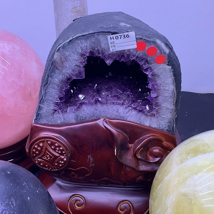 紫晶摆件未镶嵌方**圆摆件0736