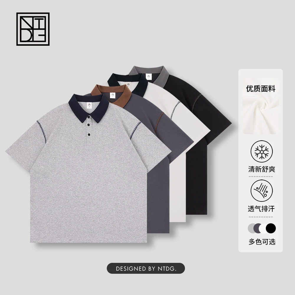 夏季新款宝曼棉明线领口撞色POLO衫73065