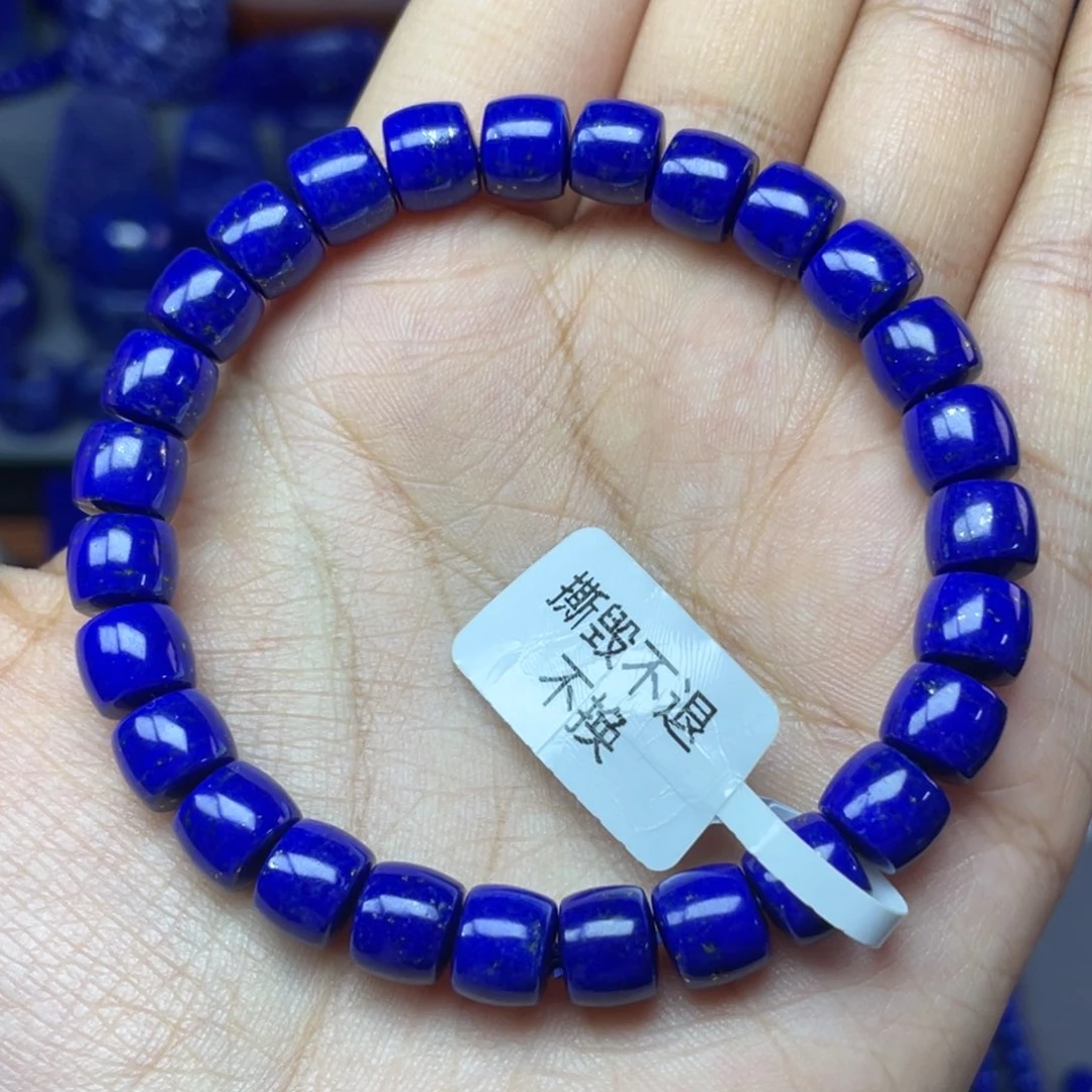 青金石未镶嵌8×6mm直切手串