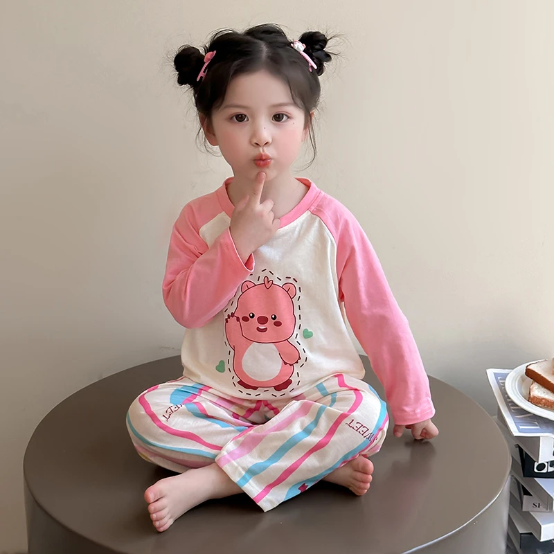 女童睡衣春秋款纯棉a类长袖薄款女孩宝宝夏季儿童空调家居服套装