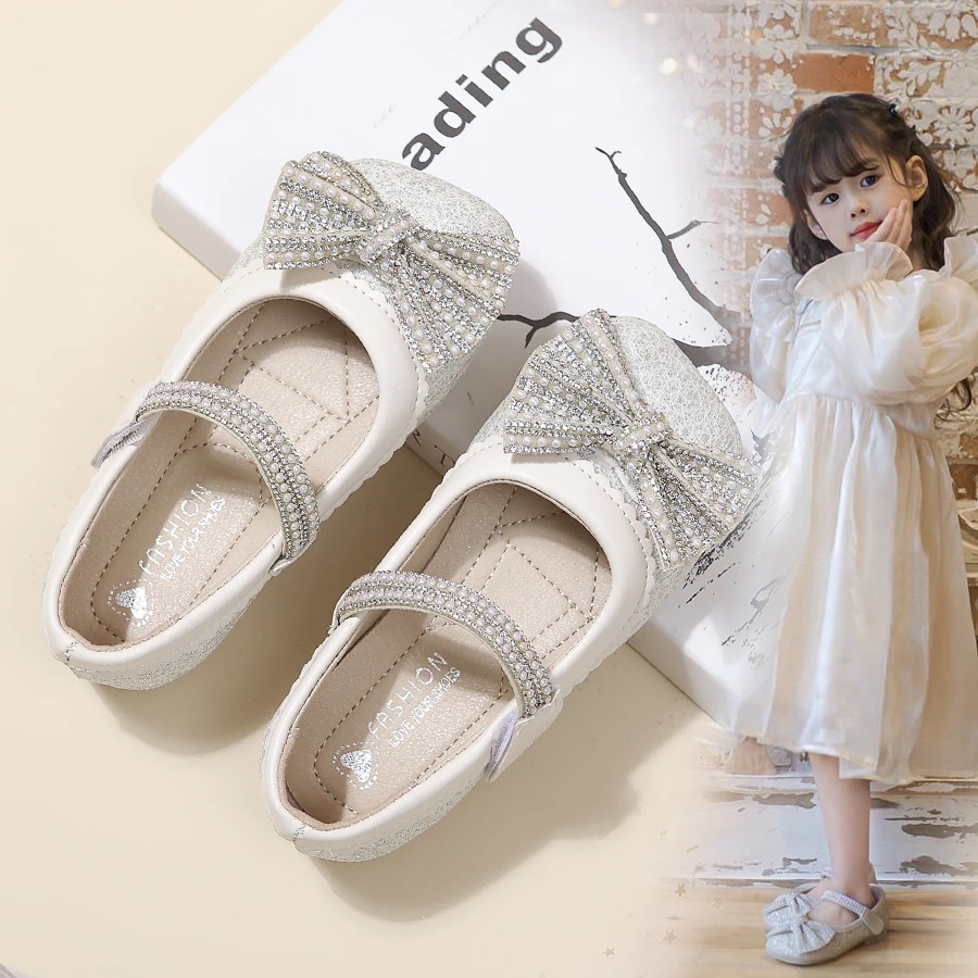 ABC女童公主鞋2025春秋新款儿童鞋皮鞋宝宝水晶鞋小女孩软底单鞋
