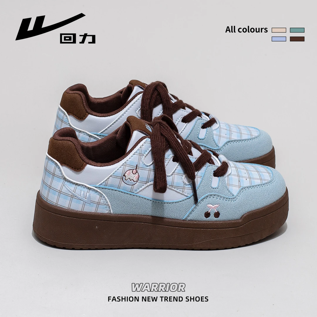 回力厚底板鞋女2025秋季新款时尚圆头增高板鞋显脚小休闲小白鞋子