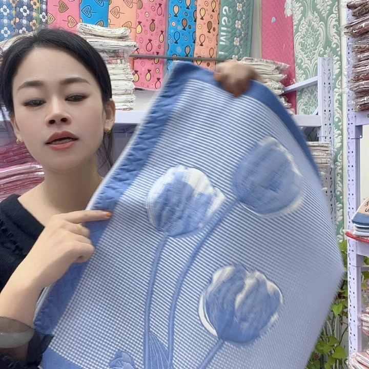 棉蓝色郁金香纯棉