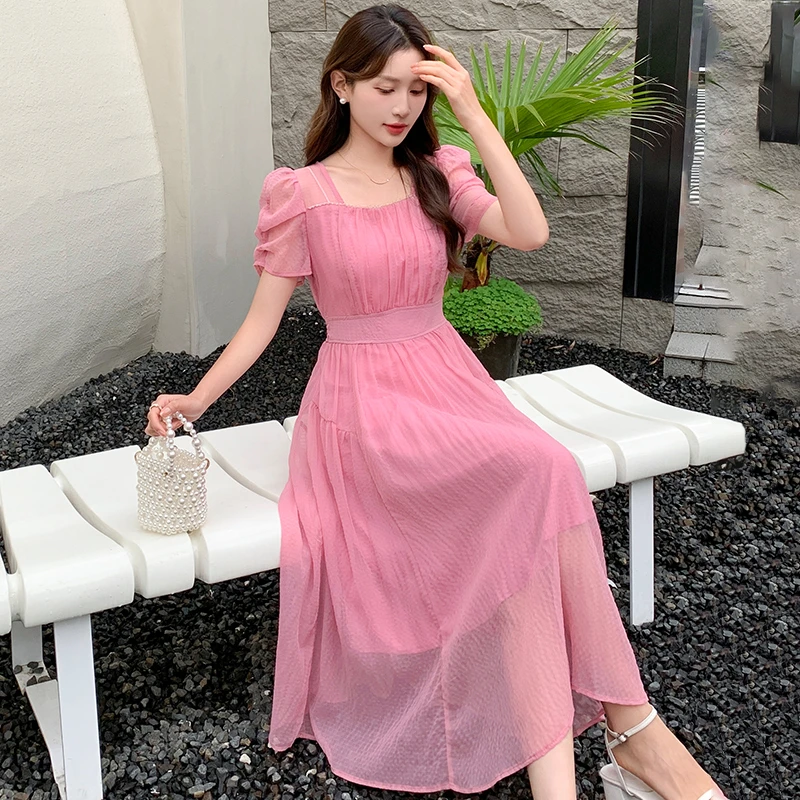 酒红色连衣裙2025新款女夏轻熟风高级感气质精致法式收腰天丝长裙