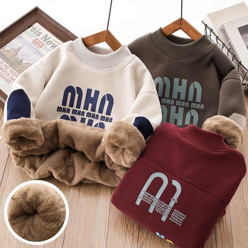 【三层加厚仿兔绒】抗寒-15男女童卫衣一件过冬儿童加绒卫衣韩版