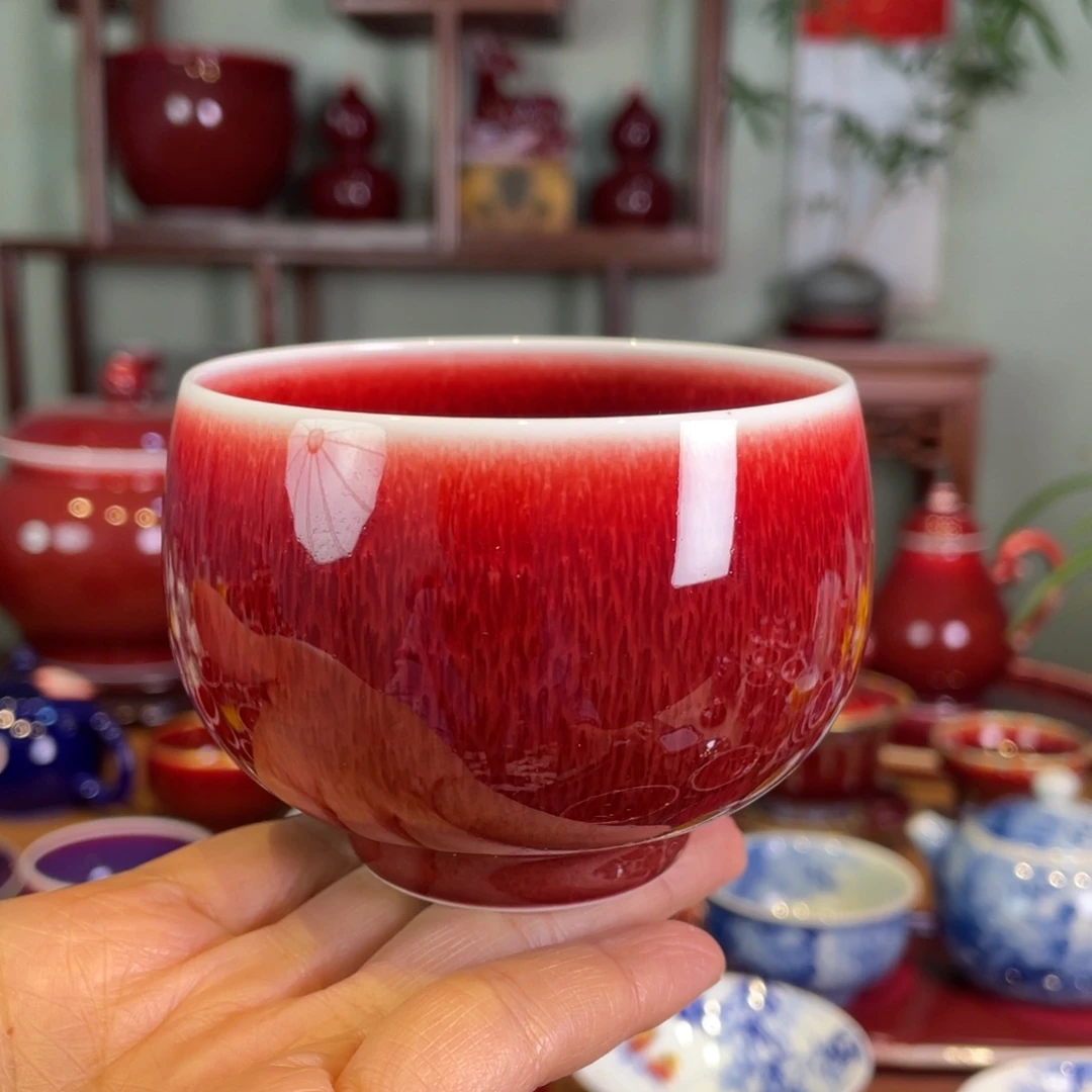 清欢雅玩原矿郎红大苹果杯