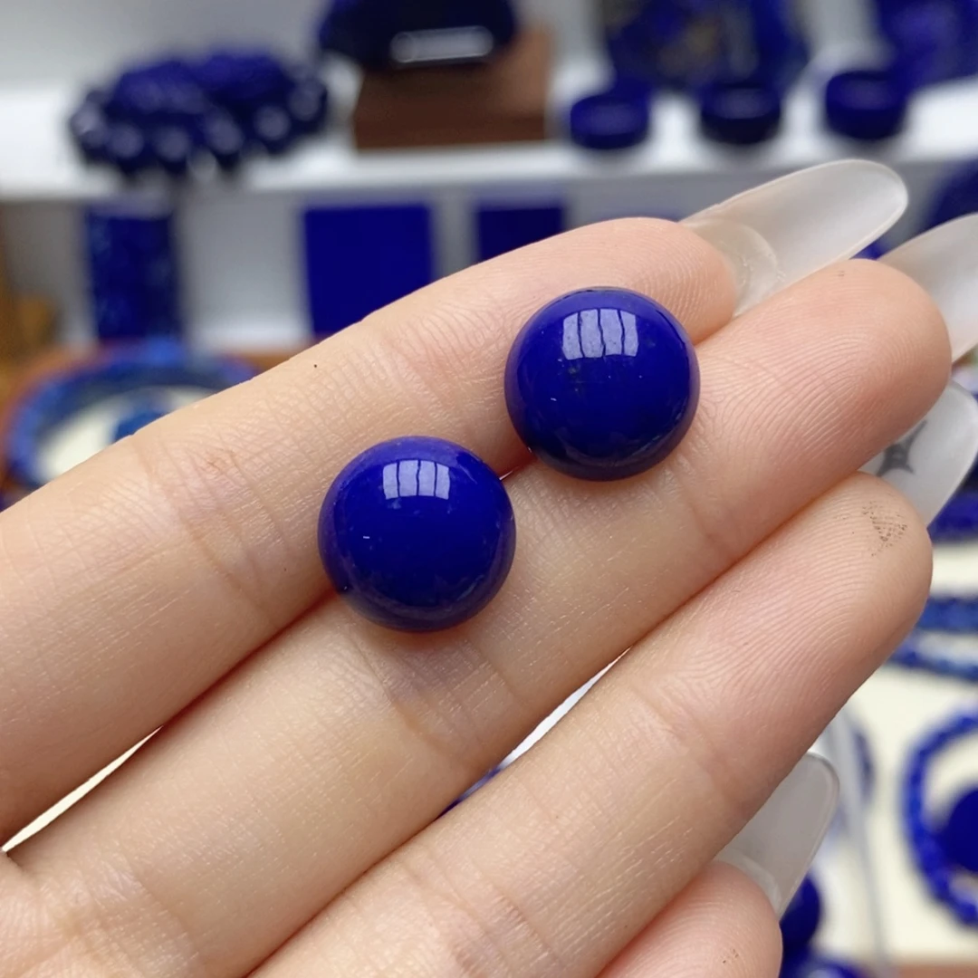 青金石未镶嵌耳饰12mm