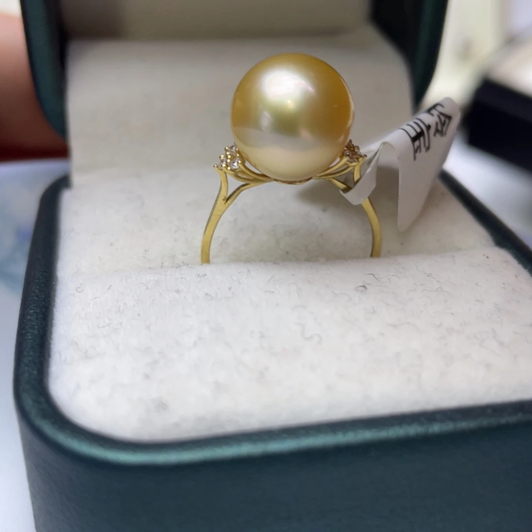 戒圈18K金镶嵌海水珍珠
