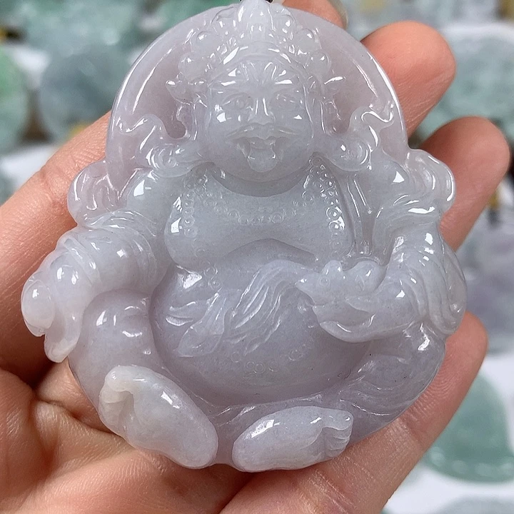 颈饰未镶嵌翡翠立体黄财神爷两面工艺福利