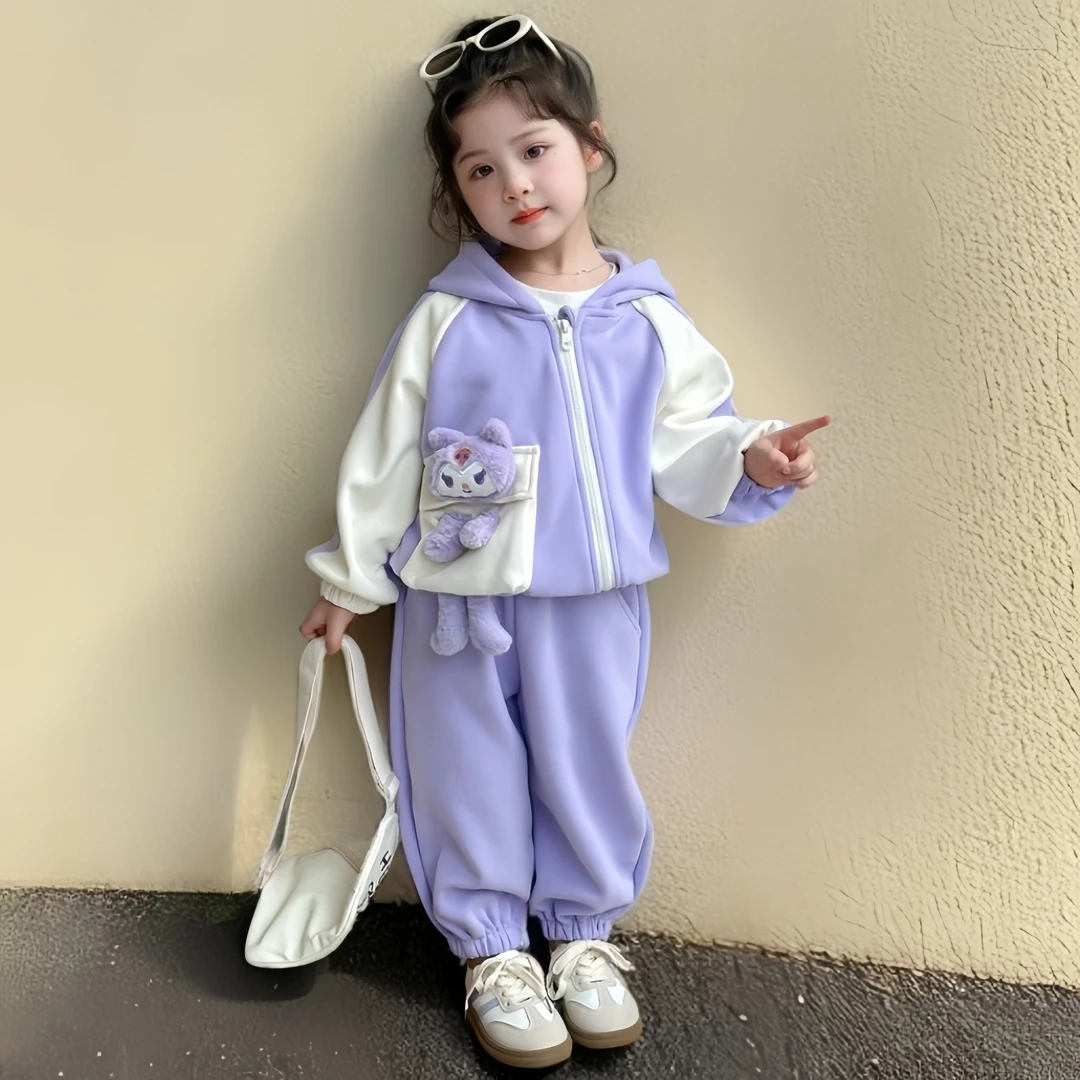 女童韩版套装秋季可爱女孩休闲连帽宽松舒适亲肤潮流卡通时尚洋气