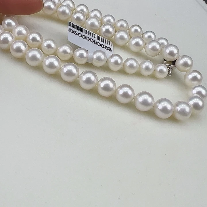 淡水珍珠银S925镶嵌颈饰➕8高品极光白月光