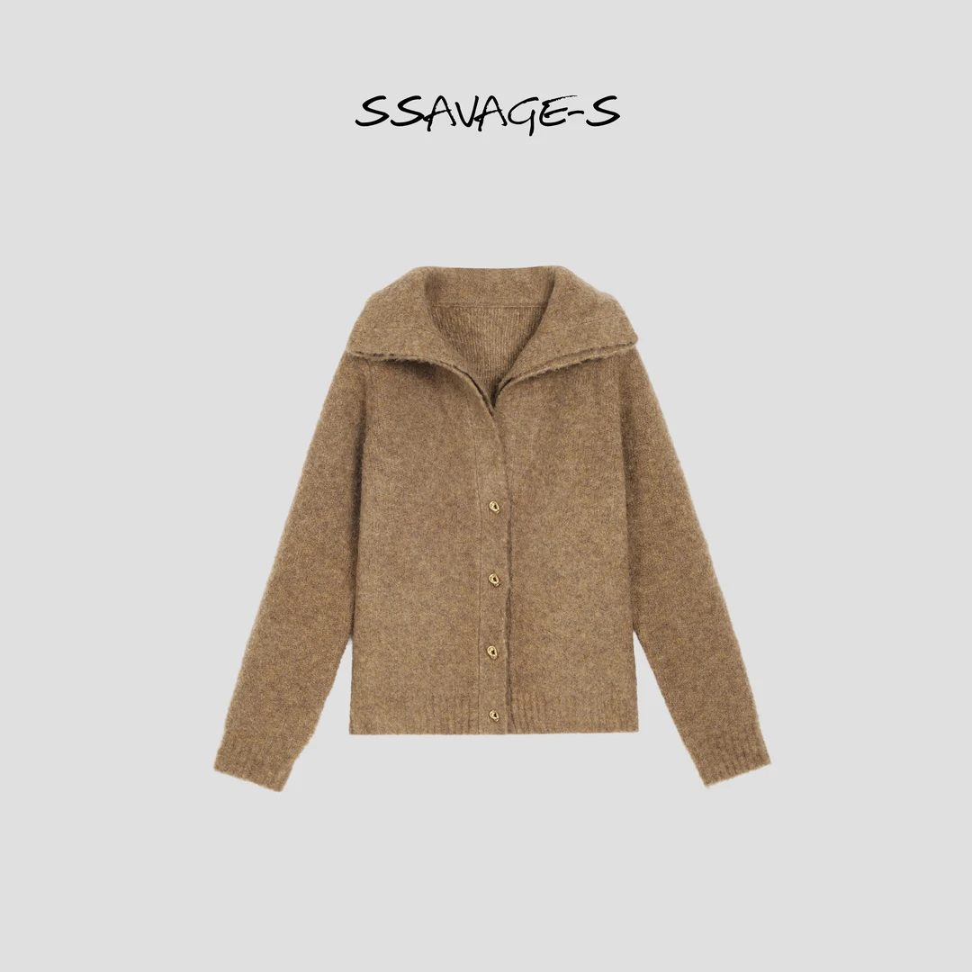SSAVAGE“琥珀森林”高比例初剪极幼羊毛开衫外套 SS90527