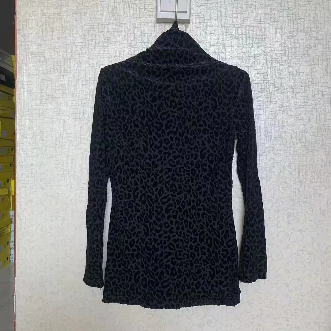 （现货）2025夏季新款豹纹长袖植绒衫D028
