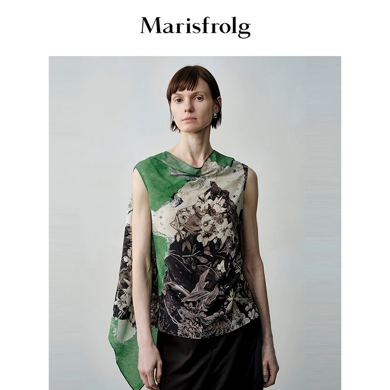 Marisfrolg玛丝菲尔新款艺术家无袖花稿百搭经典衬衣A1EG34681