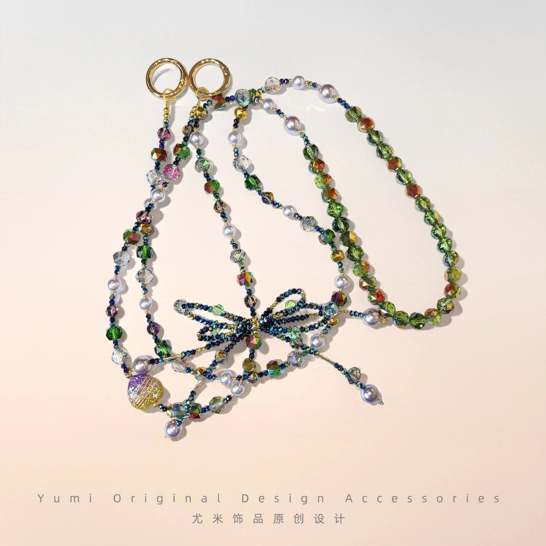 尤米原创蝴蝶结长款手机链钥匙扣通用防丢挂件钥匙扣L1190