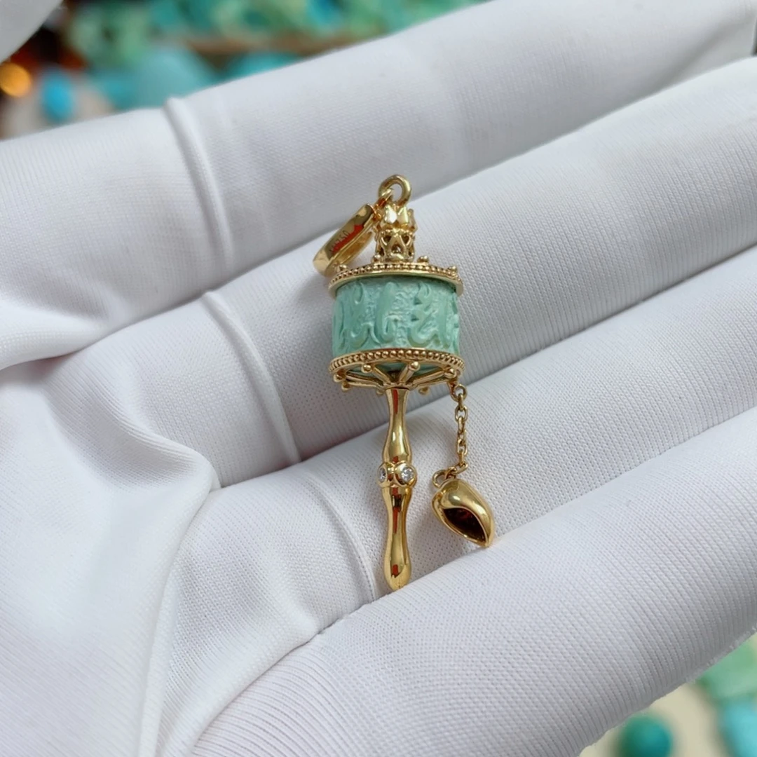 绿松石18K金镶嵌珠宝奇石