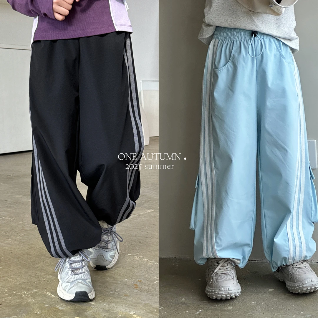 现货「壹秋.ONE AUTUMN」【松弛有度】条纹直筒工装裤女童夏【GX131】
