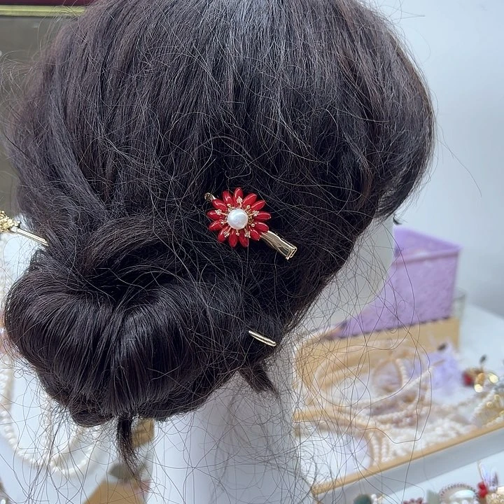 淡水珍珠发饰银S925镶嵌