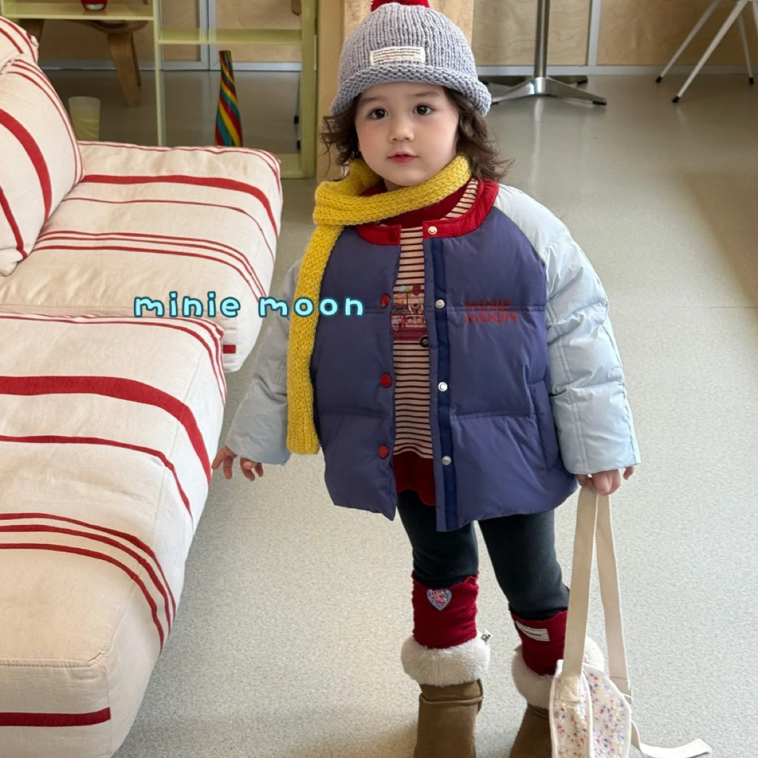 小月亮2025秋冬新款女童小童保暖轻薄羽绒服韩版儿童加厚打底裤潮