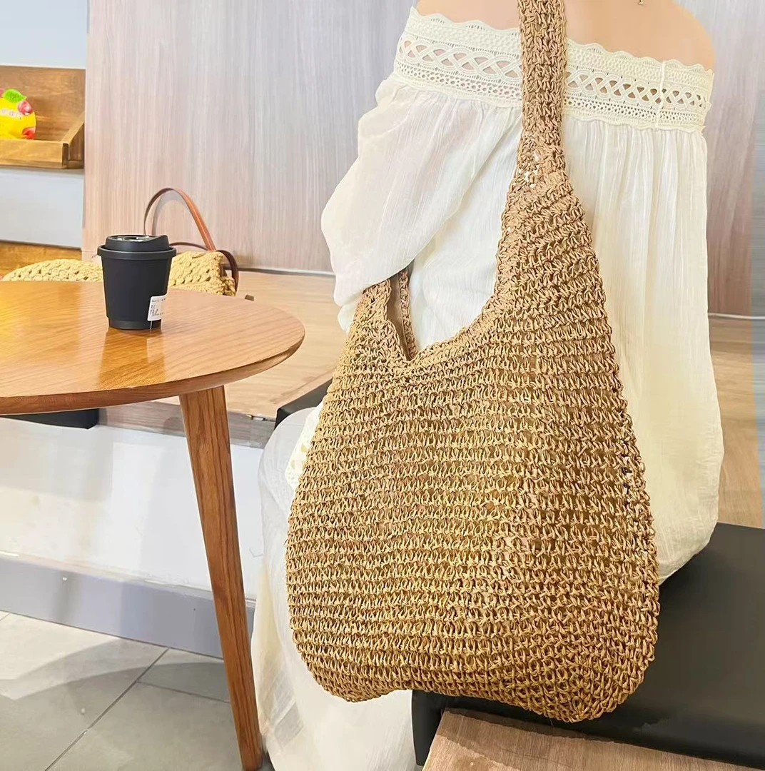 B31单肩带单肩包女士手工编织百搭简约